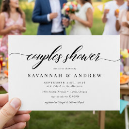 Invitación Ducha nupcial de parejas con guión elegante clásic