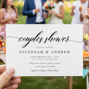 Invitación Ducha nupcial de parejas con guión elegante clásic