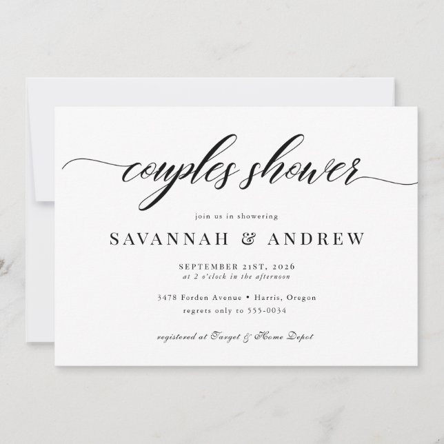 Invitación Ducha nupcial de parejas con guión elegante clásic (Anverso)