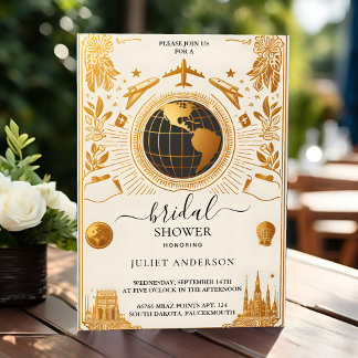 Invitación Ducha nupcial de pasaportes de aventura