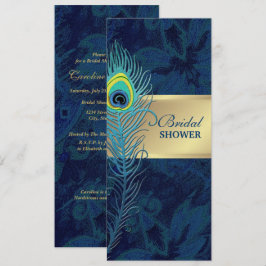 Invitación Ducha nupcial de patrón azul de la marina de pluma