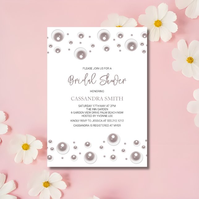 Invitación Ducha nupcial de perla blanca mínima (Subido por el creador)