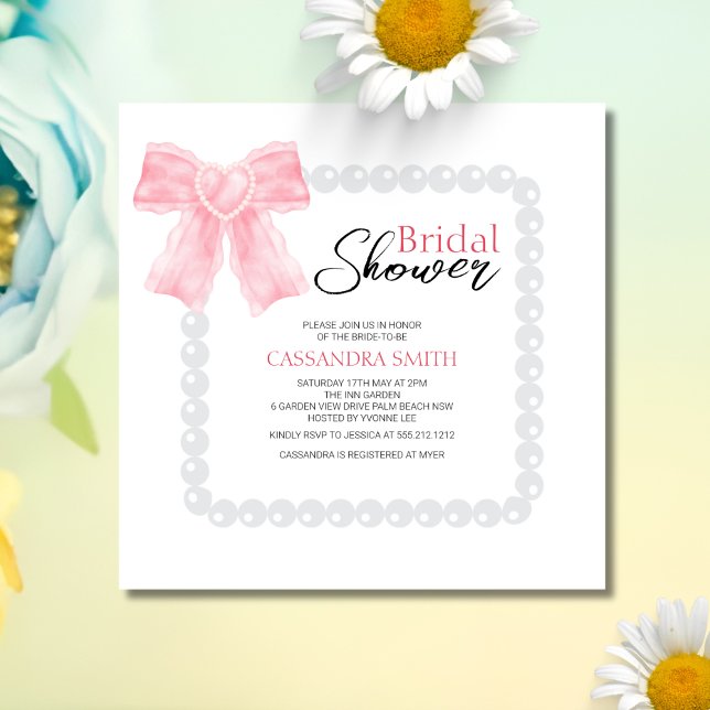 Invitación Ducha nupcial de perla blanca rosada (Subido por el creador)