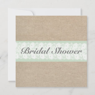 Invitación Ducha nupcial de Personalizable Burlap y Lace Mint