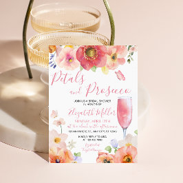 Invitación Ducha Nupcial de Pétalos Florales de Naranja Roja