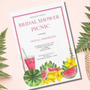 Invitación Ducha Nupcial de picnic con sandía rosa linda