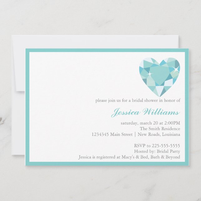 Invitación Ducha nupcial de Piedra Azul (Anverso)