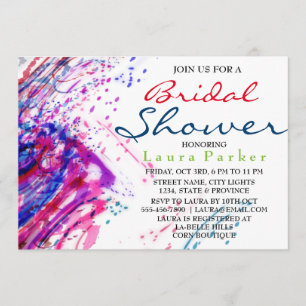 Invitación Ducha nupcial de pintura abstracta color agua