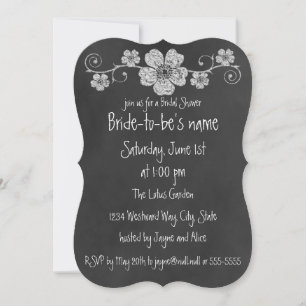 Invitación Ducha nupcial de pizarra de rosas blancas salvajes