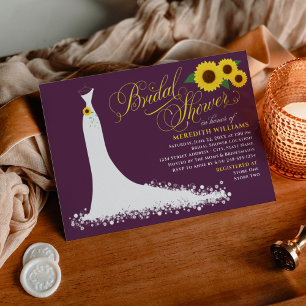 Invitación Ducha nupcial de plumas Boda girasol