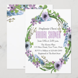 Invitación Ducha nupcial de plumas y flores