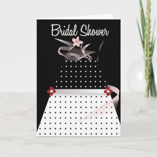 Invitación Ducha nupcial de polka negra y blanca