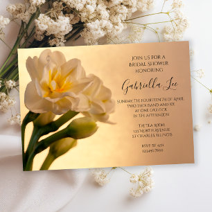 Invitación Ducha nupcial de primavera blanca doble