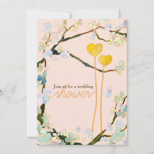 Invitación Ducha nupcial de primavera de dos corazones