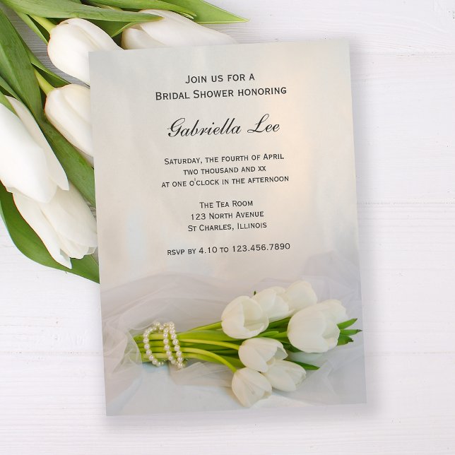 Invitación Ducha nupcial de primavera de tulipán blanco (Subido por el creador)