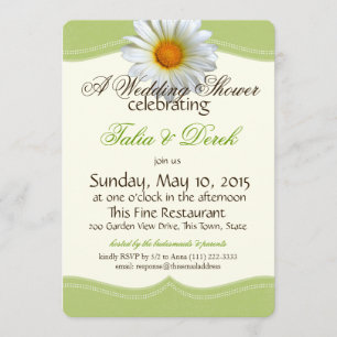 Invitación Ducha nupcial de primavera verde y gazania blanca
