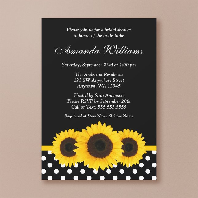 Invitación Ducha nupcial de punto de polka blanco y negro con (Subido por el creador)