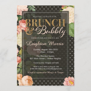 Invitación Ducha nupcial de puntos vírgenes de brunch y burbu