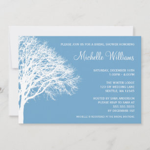 Invitación Ducha nupcial de roble blanco y azul de invierno