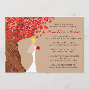 Invitación Ducha nupcial de roble de los corazones caídos
