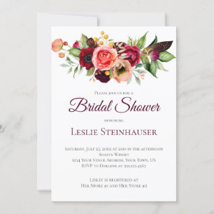 Invitación Ducha nupcial de romance floral bohemio