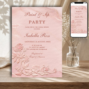 Invitación Ducha Nupcial de Rosas Falsas Estampadas en Mármol