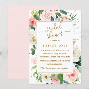 Invitación Ducha nupcial de Rubor de la acuarela floral