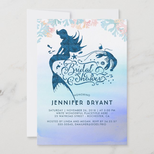 Invitación Ducha nupcial de sirvienta bajo el mar del amor (Anverso)