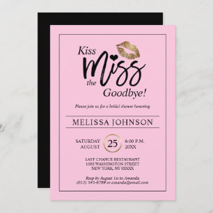 Invitación Ducha nupcial de Srta. Goodbye Gold Lips Pink del