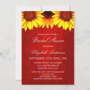 Invitación Ducha nupcial de Sunflower Rustic Wood