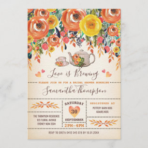 Invitación Ducha nupcial de té rústico / Floral otoño