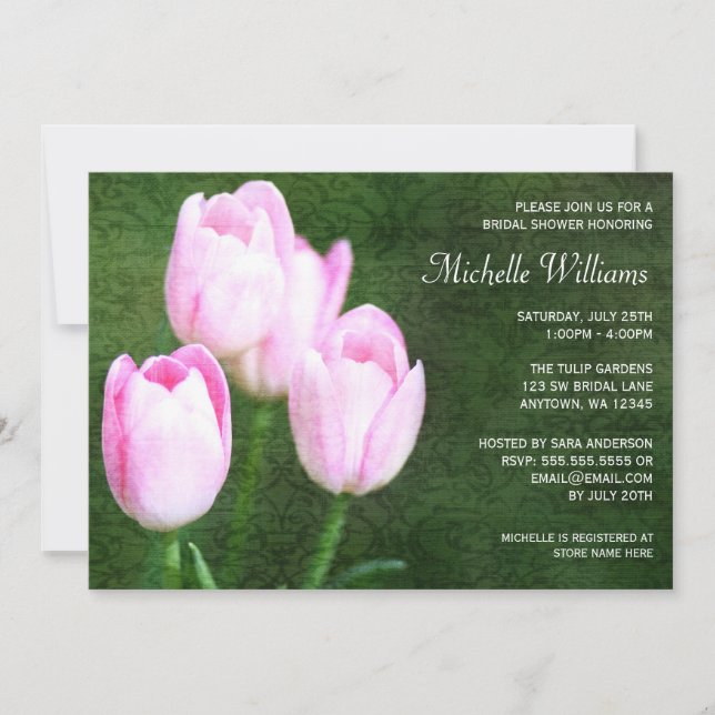 Invitación Ducha nupcial de tulipanes rosados (Anverso)