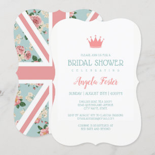 Invitación Ducha nupcial de Union Jack de los rosas ingleses