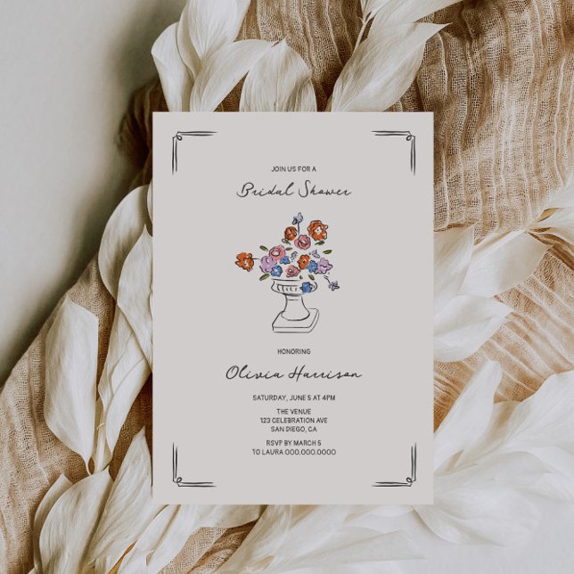Invitación Ducha nupcial de urna floral de mano corta (Subido por el creador)