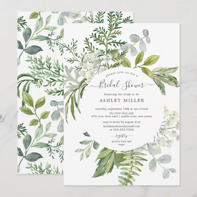 Invitación Ducha nupcial de vegetación forestal (Anverso / Reverso)