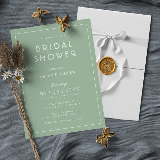 Invitación Ducha nupcial de vegetación minimalista | Sage Gre