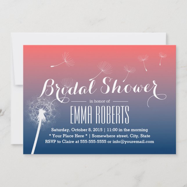 Invitación Ducha nupcial de verano Dandelion Blowing (Anverso)