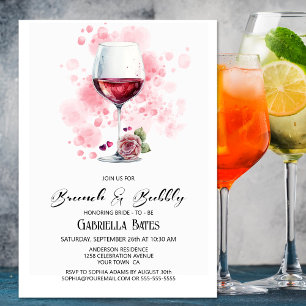 Invitación Ducha nupcial de vidrio de vino rojo efervescente