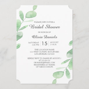 Invitación Ducha nupcial de Woodland. Hojas verdes de eucalip