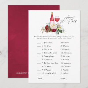Invitación Ducha Nupcial Degustación de Vino Floral Borgoña B