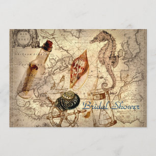 Invitación ducha nupcial del boda de playa del mapa del