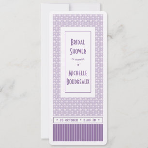 Invitación Ducha nupcial del boleto blanco púrpura de la flor