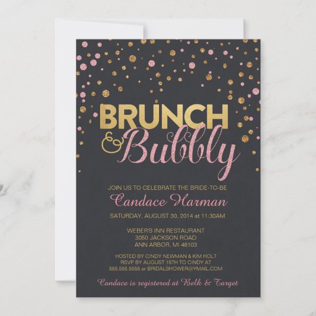 Invitación Ducha nupcial del brunch y de la pizarra (Anverso)