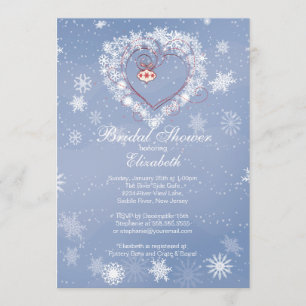 Invitación Ducha nupcial del copo de nieve del invierno azul