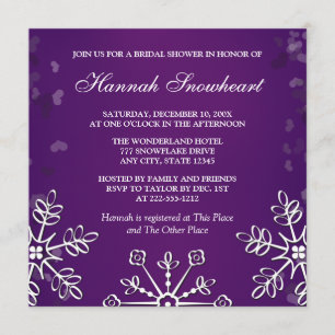 INVITACIÓN DUCHA NUPCIAL DEL COPO DE NIEVE PÚRPURA