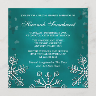 INVITACIÓN DUCHA NUPCIAL DEL COPO DE NIEVE VERDE AZULADO