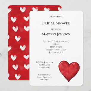 Invitación Ducha nupcial del corazón rojo