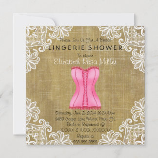 Invitación Ducha nupcial del corsé rosado y de la ropa