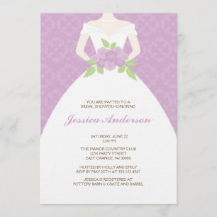 Invitación Ducha nupcial del damasco de la lavanda