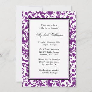 Invitación Ducha nupcial del damasco del remolino de la